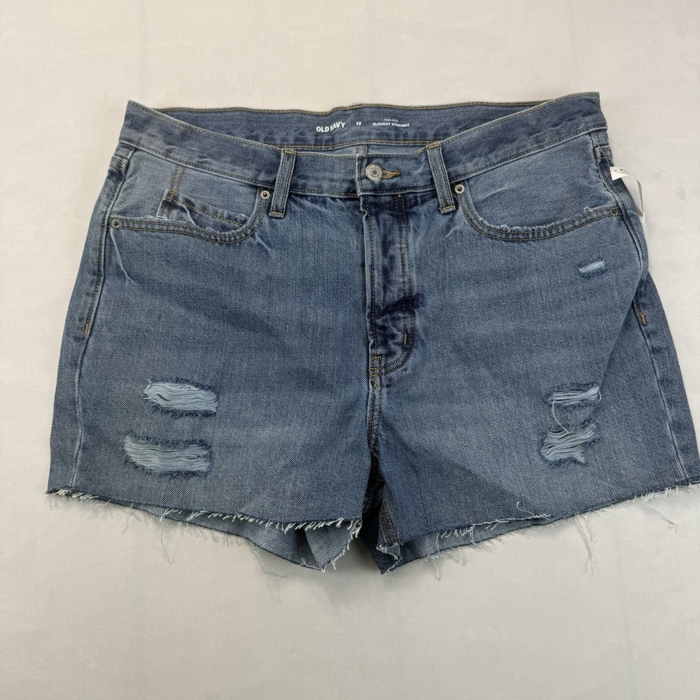 Old Navy Women's 12 High Rise Button Fly Distressed Cutoff Denim Shorts NWT
